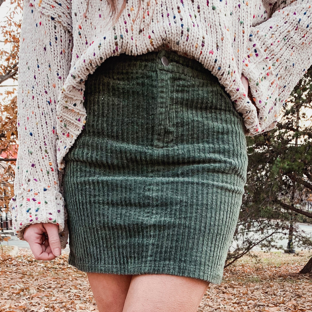 Army Green Corduroy Skirt